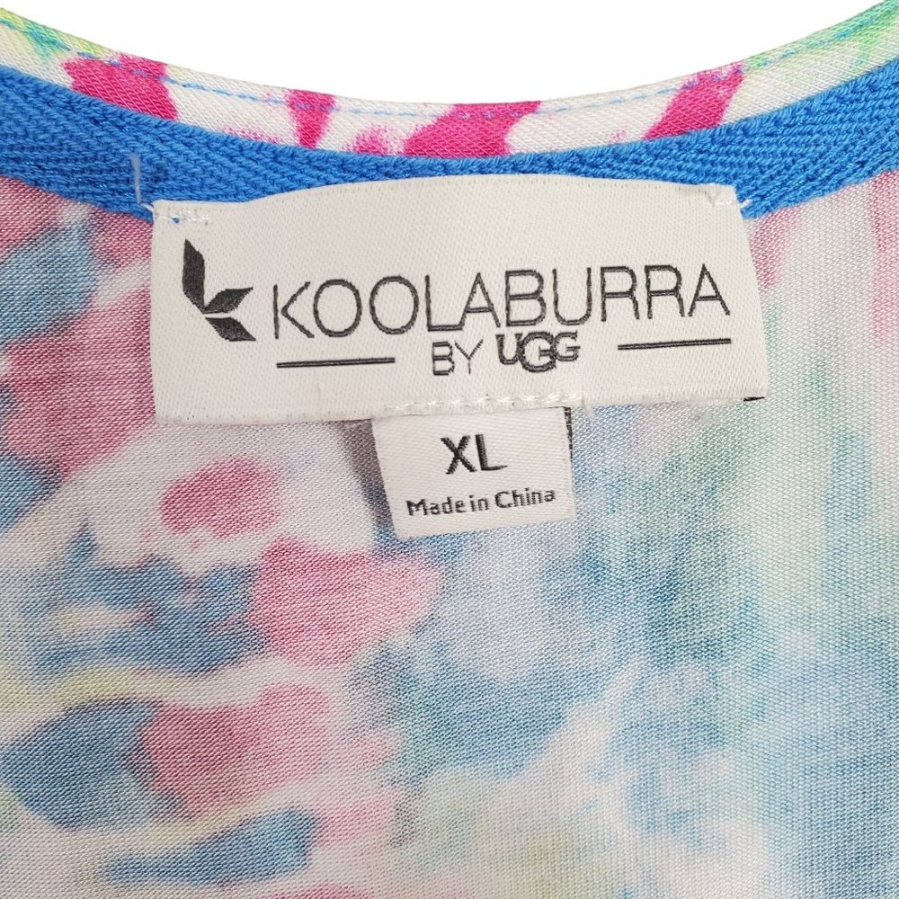 UGG Koolaburra Size XL Shirt Tie Dye Swirl Stretch Jersey Knit Button Up V-neck - Picture 8 of 10